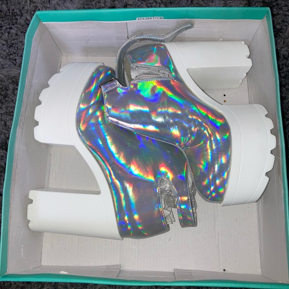 DOLLS KILL Holographic Boots (Size 6)